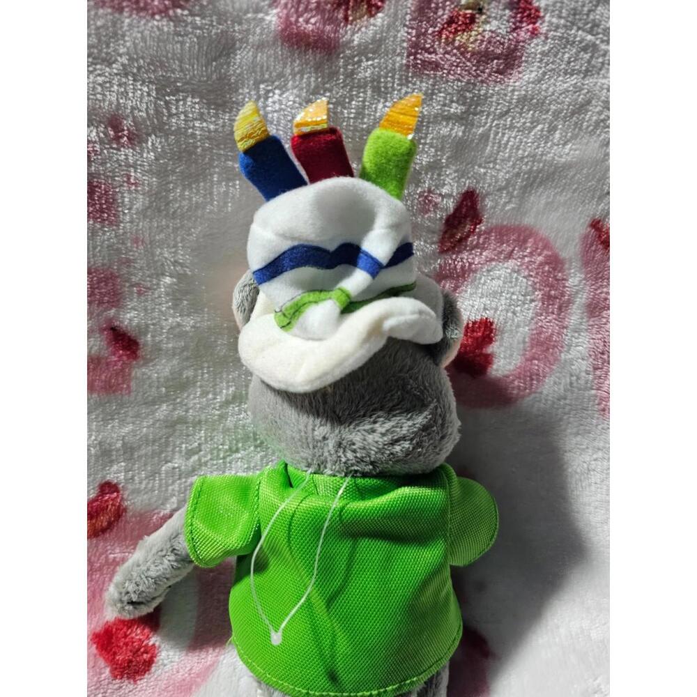 2008 Chuck E Cheese My Birthday Plush Toy Bean Bag Multicolor Cake Hat 11" Pizza - Picture 13 of 15